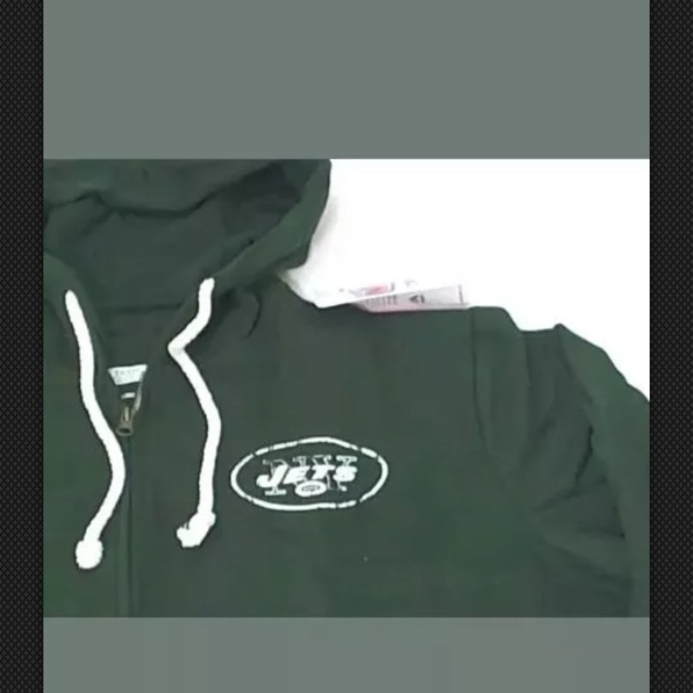 New York Jets Full Zip Fleece Hoody Hoodie Green - Picture 3 of 3
